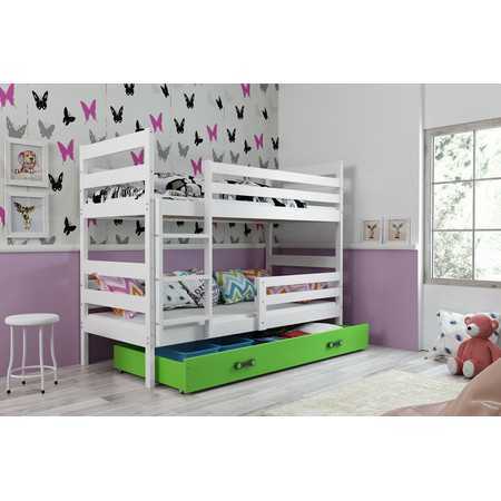 Dětská patrová postel ERYK 160x80 cm Zelená Bílá BMS