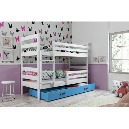 Dětská patrová postel ERYK 200x90 cm Modrá Bílá BMS