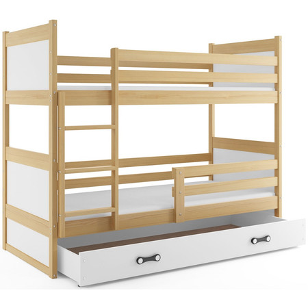 Dětská patrová postel RICO 200x90 cm Borovice Bílá BMS