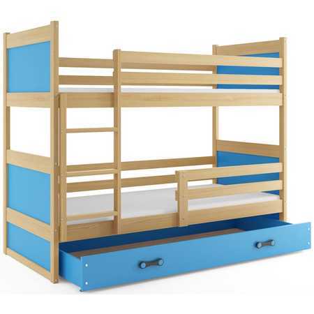 Dětská patrová postel RICO 200x90 cm Borovice Modrá BMS