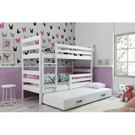 Dětská patrová postel s výsuvnou postelí ERYK 160x80 cm Bílá Bílá BMS