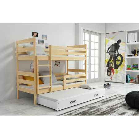 Dětská patrová postel s výsuvnou postelí ERYK 160x80 cm Bílá Borovice BMS