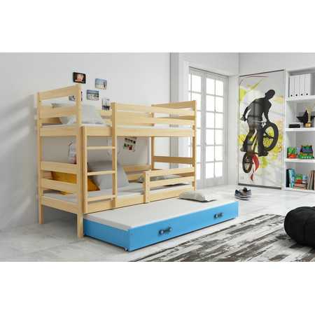 Dětská patrová postel s výsuvnou postelí ERYK 190x80 cm Modrá Borovice BMS