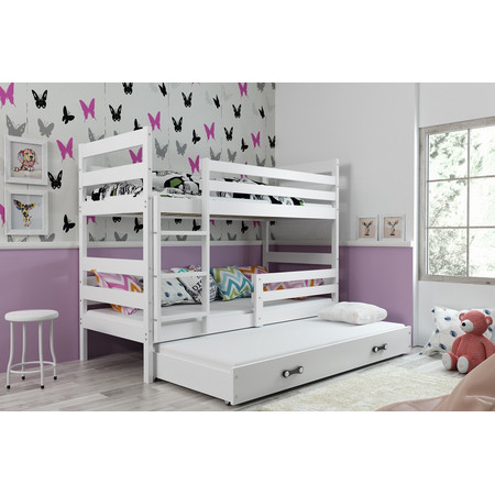 Dětská patrová postel s výsuvnou postelí ERYK 200x90 cm Bílá Bílá BMS