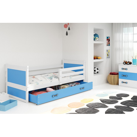 Dětská postel RICO 190x80 cm Bílá Modrá BMS