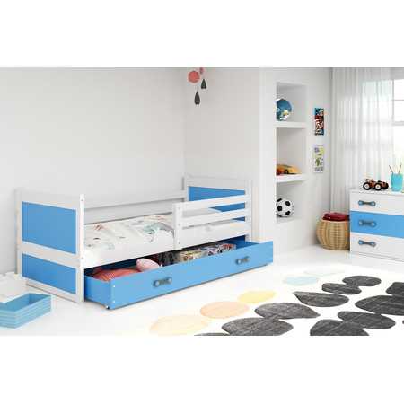 Dětská postel RICO 200x90 cm Bílá Modrá BMS