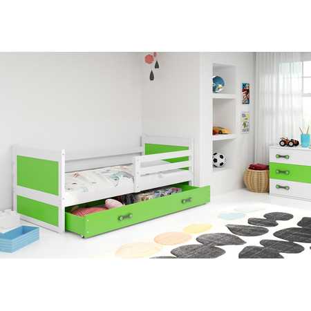 Dětská postel RICO 200x90 cm Bílá Zelená BMS