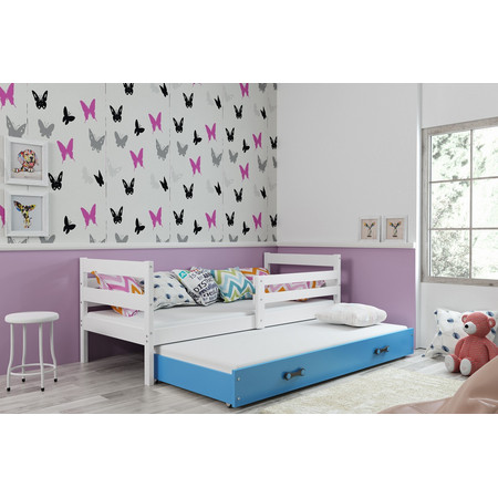 Dětská postel s výsuvnou postelí ERYK 190x80 cm Bílá Modrá BMS