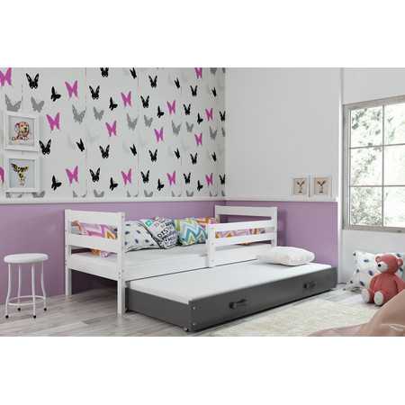 Dětská postel s výsuvnou postelí ERYK 190x80 cm Bílá Šedá BMS