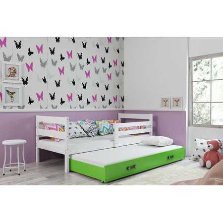 Dětská postel s výsuvnou postelí ERYK 190x80 cm Bílá Zelená BMS