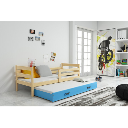 Dětská postel s výsuvnou postelí ERYK 190x80 cm Borovice Modrá BMS