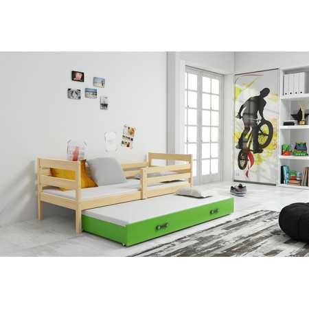 Dětská postel s výsuvnou postelí ERYK 190x80 cm Borovice Zelená BMS