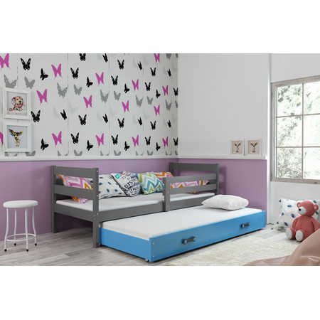 Dětská postel s výsuvnou postelí ERYK 190x80 cm Šedá Modrá BMS