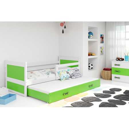 Dětská postel s výsuvnou postelí RICO 190x80 cm Bílá Zelená BMS