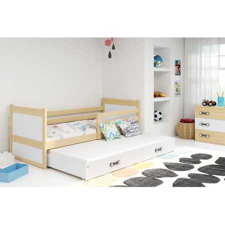 Dětská postel s výsuvnou postelí RICO 190x80 cm Borovice Bílá BMS