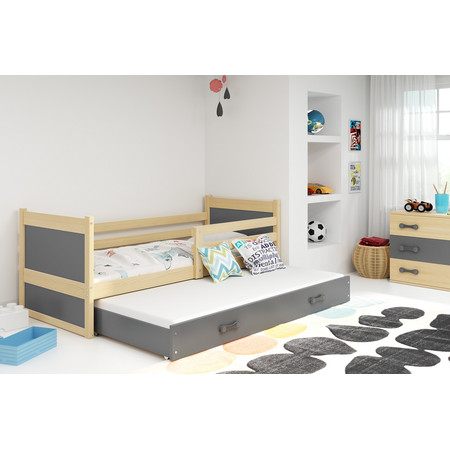 Dětská postel s výsuvnou postelí RICO 190x80 cm Borovice Šedá BMS