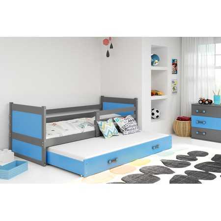 Dětská postel s výsuvnou postelí RICO 190x80 cm Šedá Modrá BMS