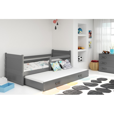 Dětská postel s výsuvnou postelí RICO 190x80 cm Šedá Šedá BMS