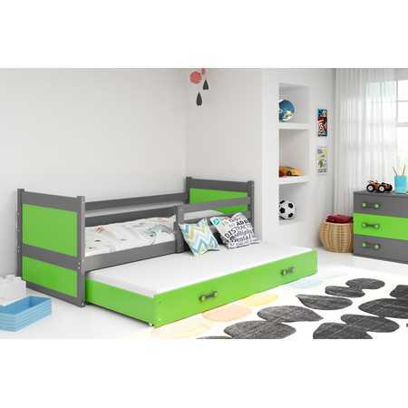 Dětská postel s výsuvnou postelí RICO 190x80 cm Šedá Zelená BMS