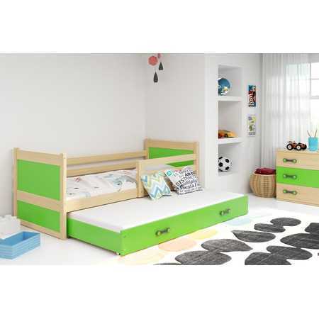 Dětská postel s výsuvnou postelí RICO 200x90 cm Borovice Zelená BMS