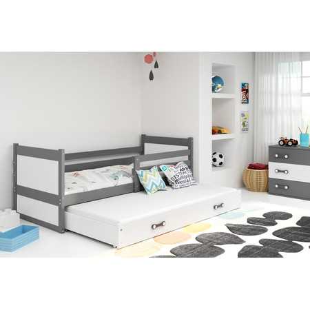 Dětská postel s výsuvnou postelí RICO 200x90 cm Šedá Bílá BMS