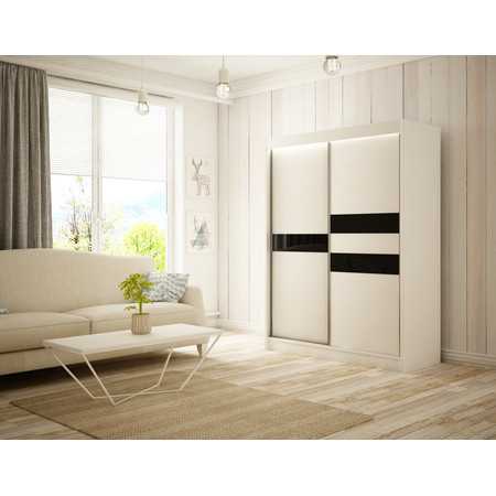 Kvalitní Šatní Skříň Arrow 150 cm Bílý Mat Černá Furniture