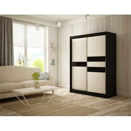Kvalitní Šatní Skříň Arrow 150 cm Černá Černý Mat/Bílý Mat Furniture