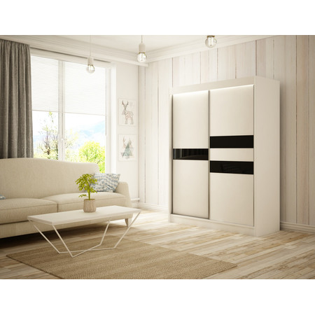 Kvalitní Šatní Skříň Arrow 200 cm Bílý Mat Černá Furniture