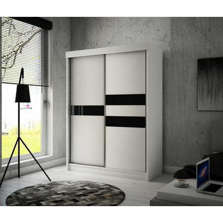 Kvalitní Šatní Skříň Arrow 200 cm Vanilka Černý Mat/Bílý Mat Furniture
