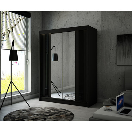 Kvalitní Šatní Skříň Como 120 cm Černá Černý mat Furniture