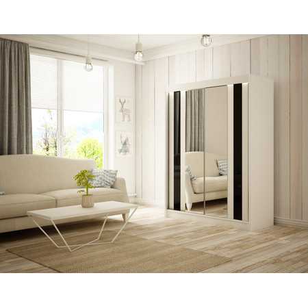 Kvalitní Šatní Skříň Como 150 cm Vanilka Bílý mat Furniture