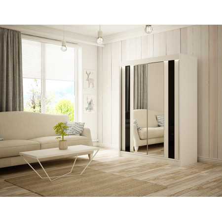 Kvalitní Šatní Skříň Como 200 cm Vanilka Černý mat Furniture