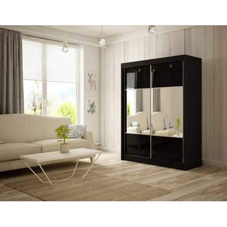 Kvalitní Šatní Skříň Rico 120 cm Černá Černý mat Furniture