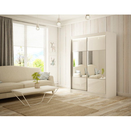 Kvalitní Šatní Skříň Rico 150 cm Vanilka Černý mat Furniture