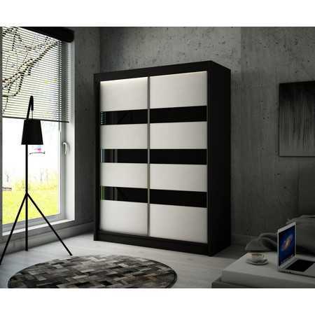 Kvalitní Šatní Skříň Solit 150 cm Černý Mat/ Bílý Mat Furniture