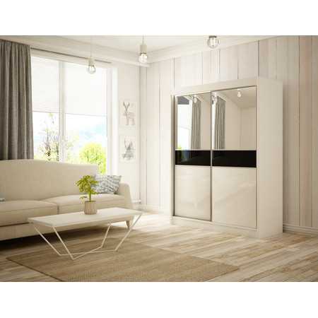 Kvalitní Šatní Skříň Tito 120 cm Vanilka Černý mat Furniture