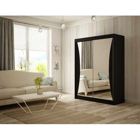 Kvalitní Šatní Skříň Twin 150 cm Černý mat Furniture