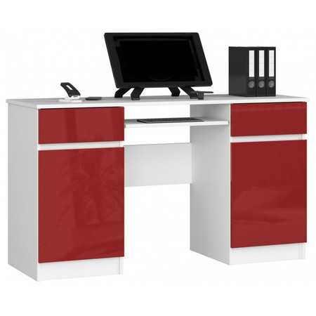 Počítačový stůl A5 bílá/červená lesk Akord