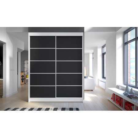 Šatní skříň CAMINO IV šířka 150 cm - bílá/černá ankon