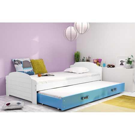 Výsuvná dětská postel LILI bílá 200x90 cm Modrá BMS