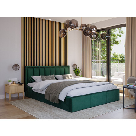 Čalouněná postel MOON rozměr 90x200 cm Tmavě zelená TT-FURNITURE