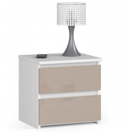 Noční stolek CL2 - bílá/cappuccino lesk Akord