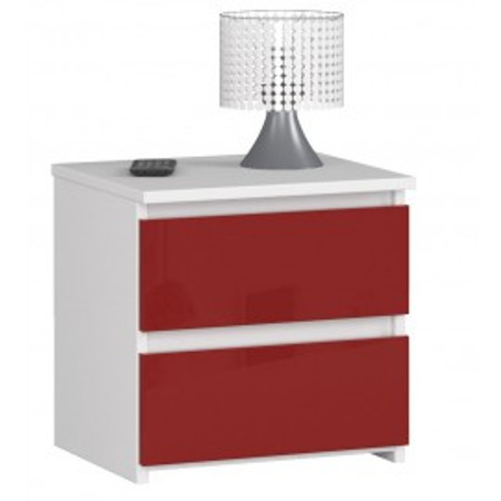 Noční stolek CL2 - bílá/červená lesk Akord