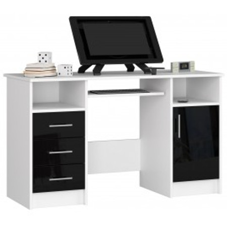 Počítačový stůl ANA - bílá/černá lesk Akord