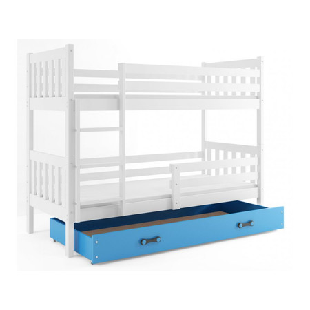 Dětská patrová postel CARINO s úložným prostorem 80x160 cm - bílá Modrá BMS