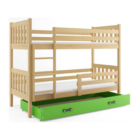 Dětská patrová postel CARINO s úložným prostorem 80x160 cm - borovice Zelená BMS