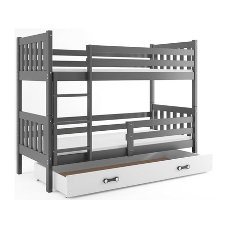 Dětská patrová postel CARINO s úložným prostorem 80x160 cm -grafit Bílá BMS