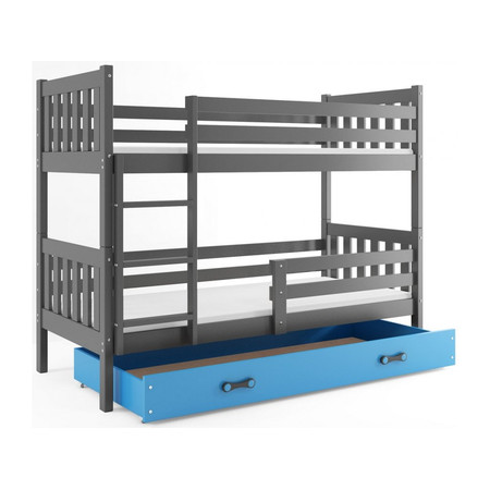 Dětská patrová postel CARINO s úložným prostorem 80x160 cm -grafit Modrá BMS