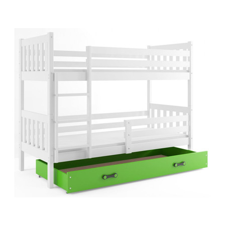 Dětská patrová postel CARINO s úložným prostorem 80x190 cm - bílá Zelená BMS