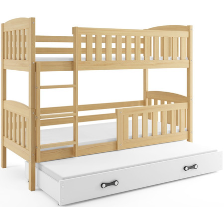 Dětská patrová postel KUBUS s výsuvnou postelí 80x190 cm - borovice Bílá BMS